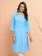 Women's Aqua Cotton Dobby Kurta